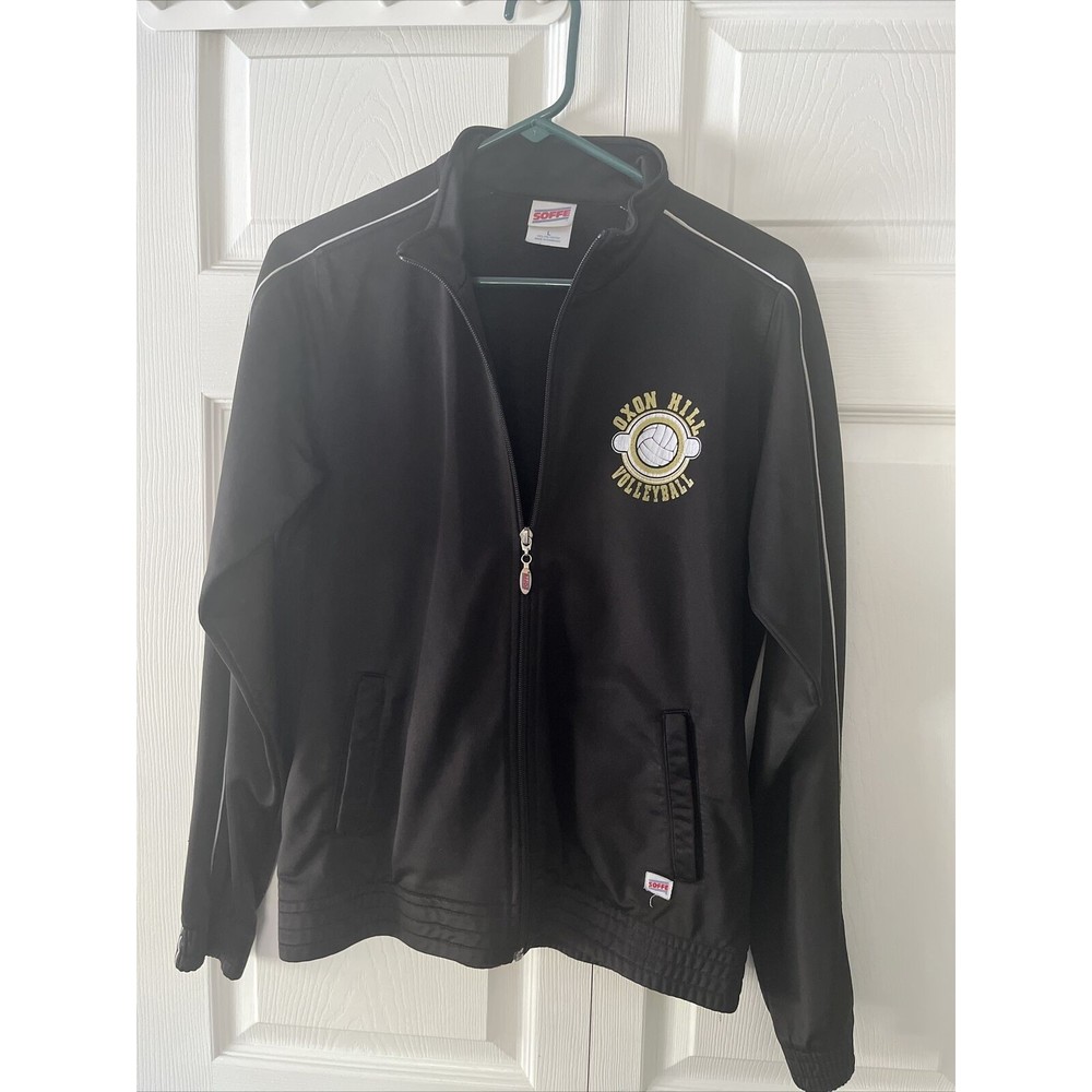Soffee Women’s Black Sports Team  Zip-up Branded Athletic Jacket (Size L)